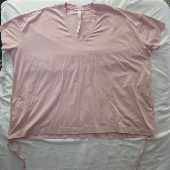 Lululemon Pima Cotton Tie Waist T-Shirt Pink 8 - Picture 7 of 9
